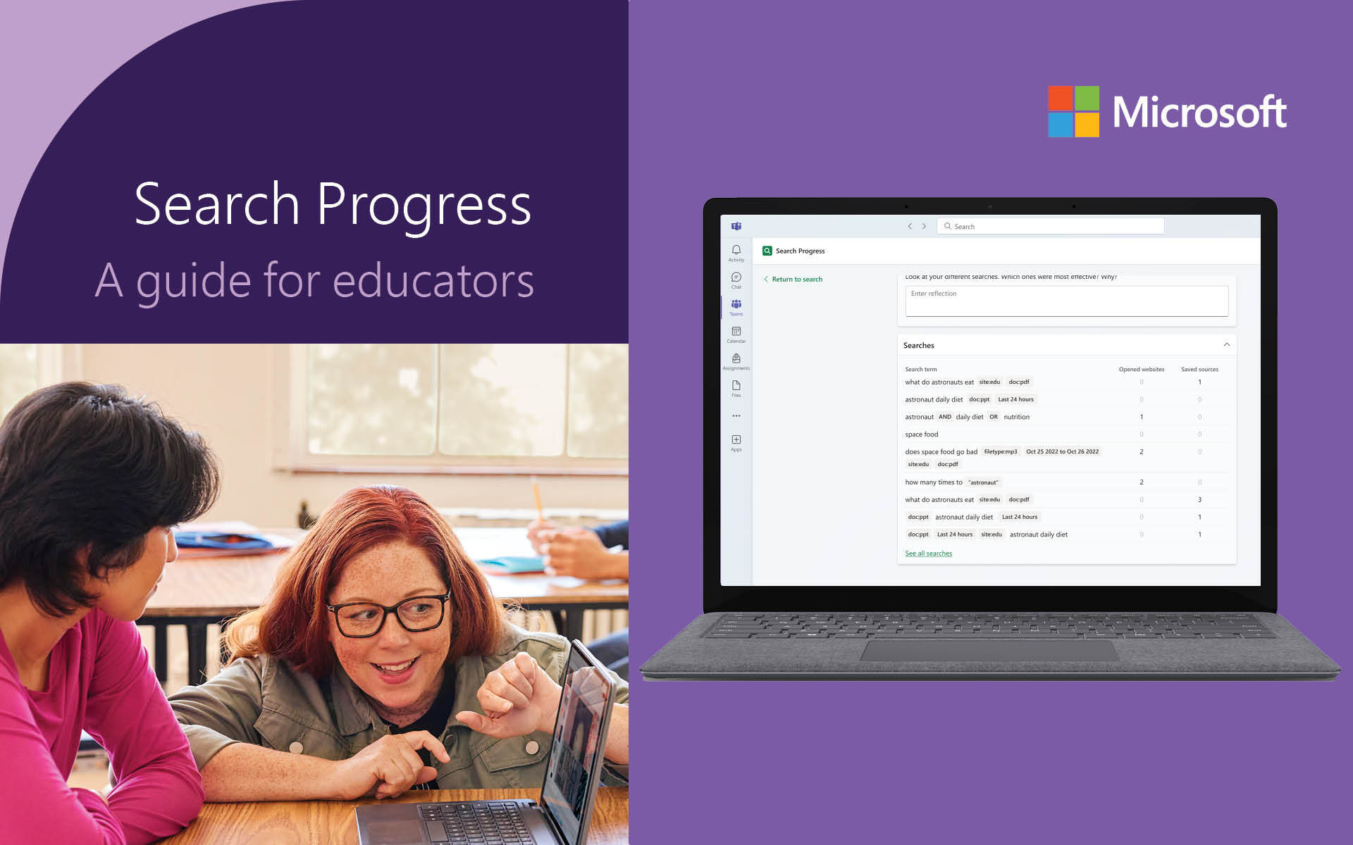 Ilustración que muestra la guía para profesores de Search Progress