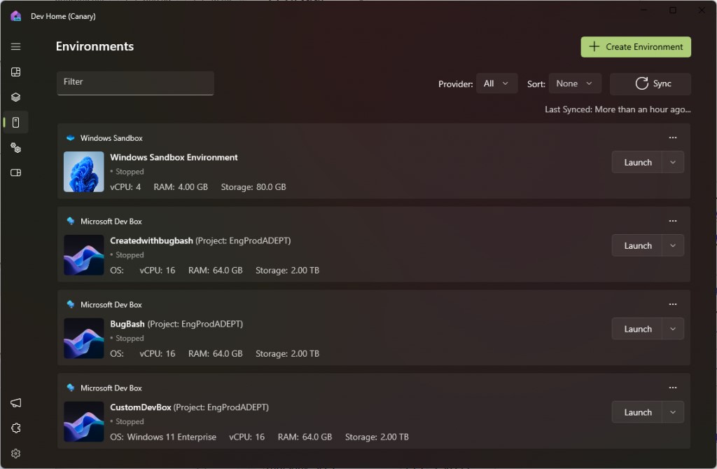 Entornos de Dev Home
