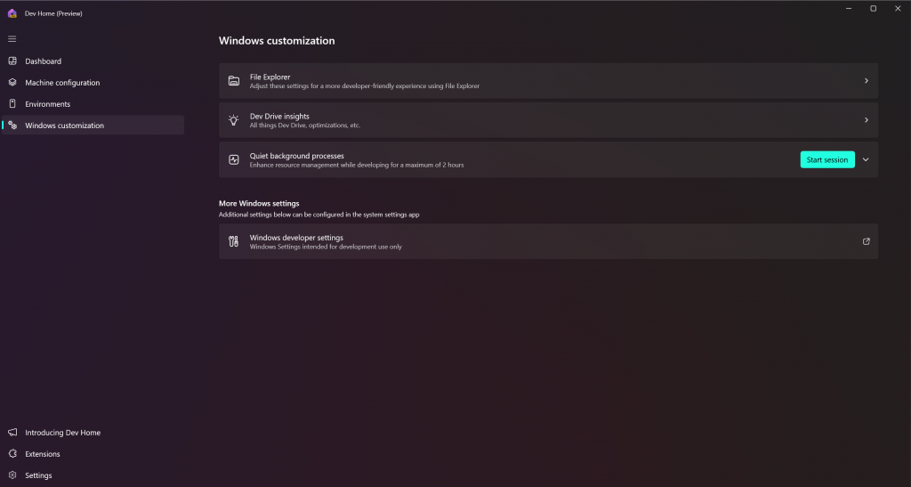 Personalización de Dev Home para Windows