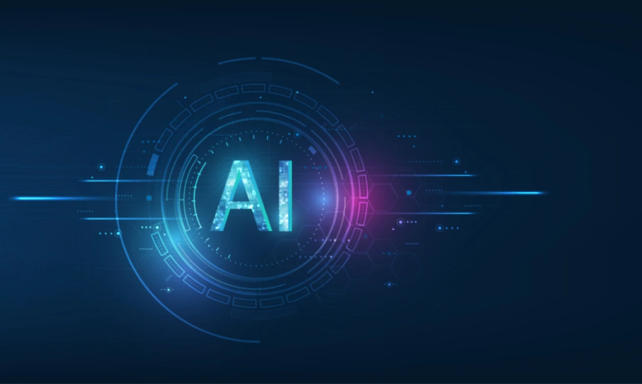 Ilustración con las letras "AI", rodeadas de circuitos, que representan a la inteligencia artificial