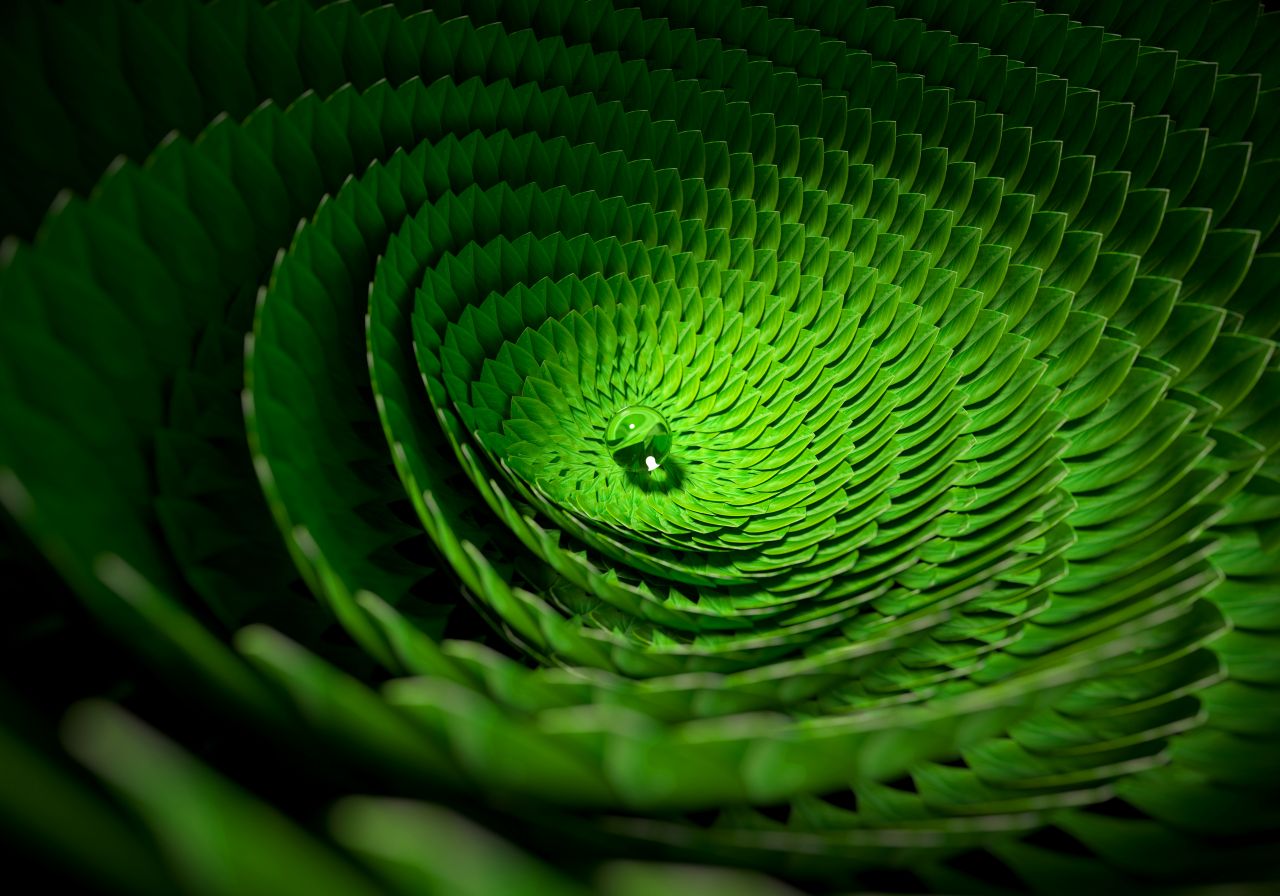 Ilustración abstracta en tonos verdes