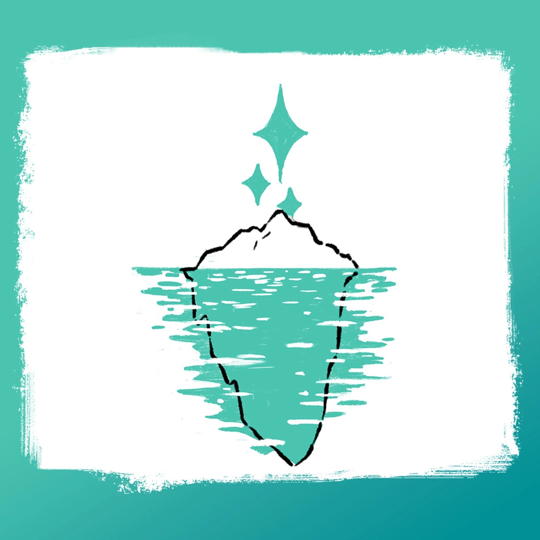 Ilustración de un iceberg en tonos verdes