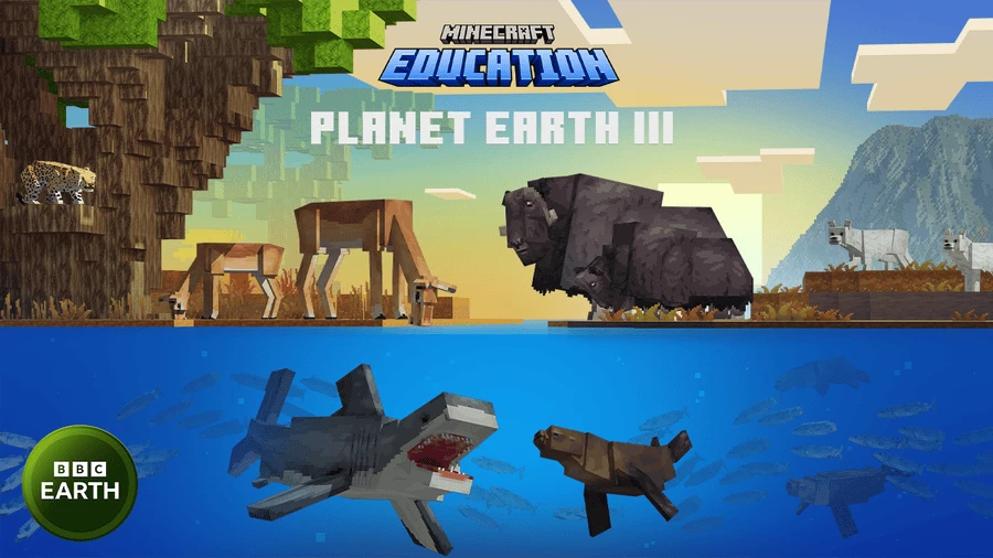Cinco pares de animales en un ambiente de Minecraft