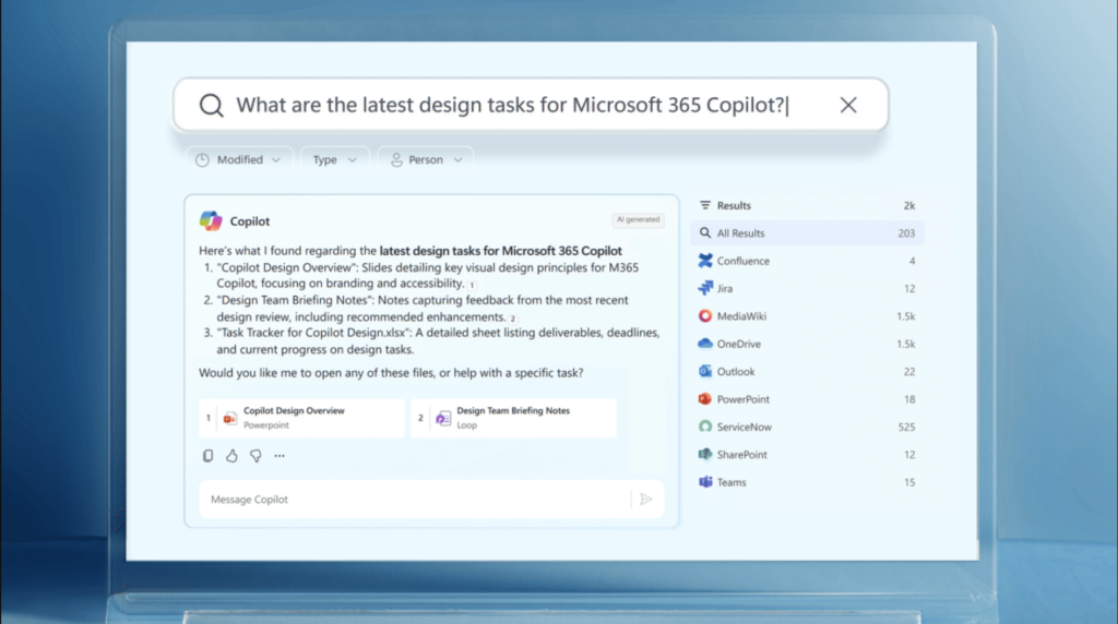 Captura de pantalla de Microsoft 365 Copilot