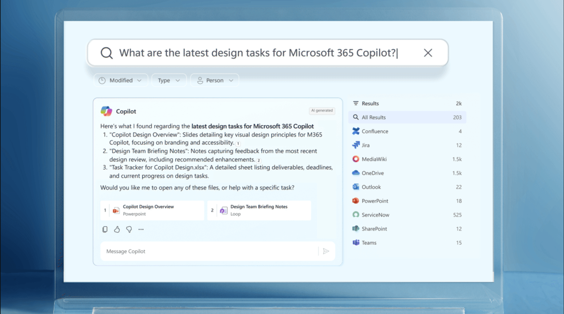Captura de pantalla de Microsoft 365 Copilot