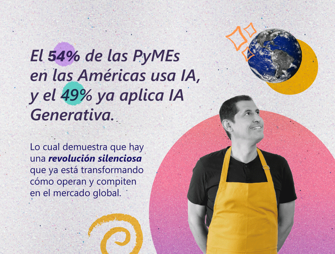 Ilustración con un hombre, una imagen de la Tierra y cifras
