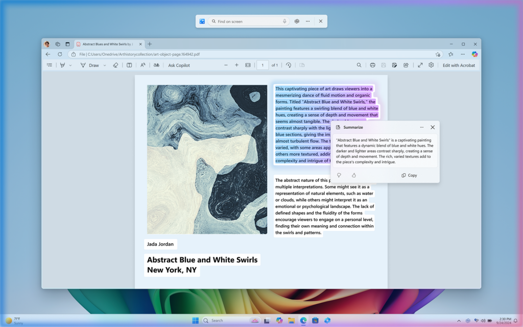 Interfaz de usuario de Click to Do (en vista previa)