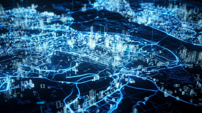 Una proyección en 3D de una ciudad