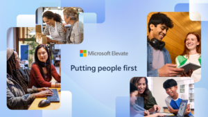 Na imagem, existem 4 conjuntos de fotos de pessoas conversando e interagindo com o título "putting people first"