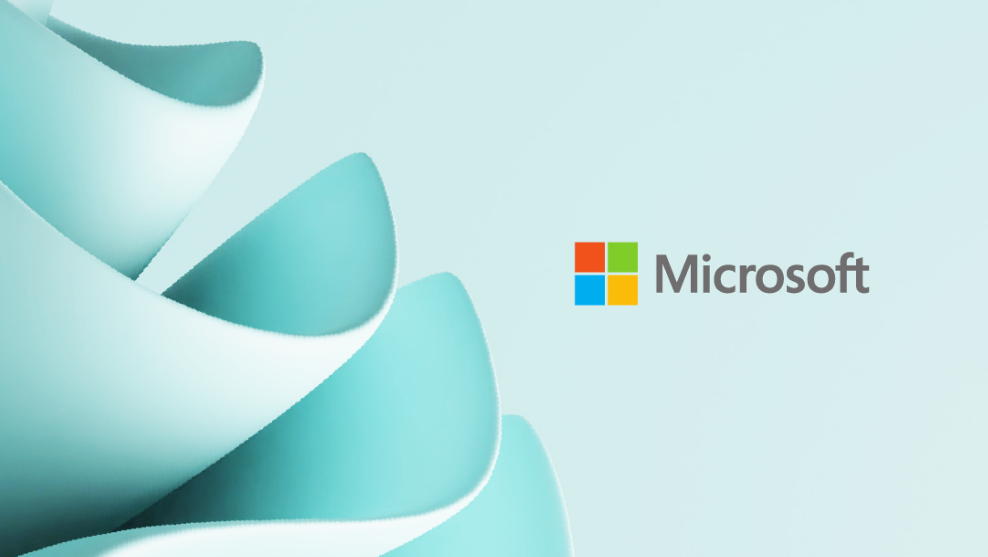 Una imagen del logotipo de Microsoft con líneas onduladas en el lado izquierdo que se desvanecen en un fondo azul claro en el centro y el lado derecho.