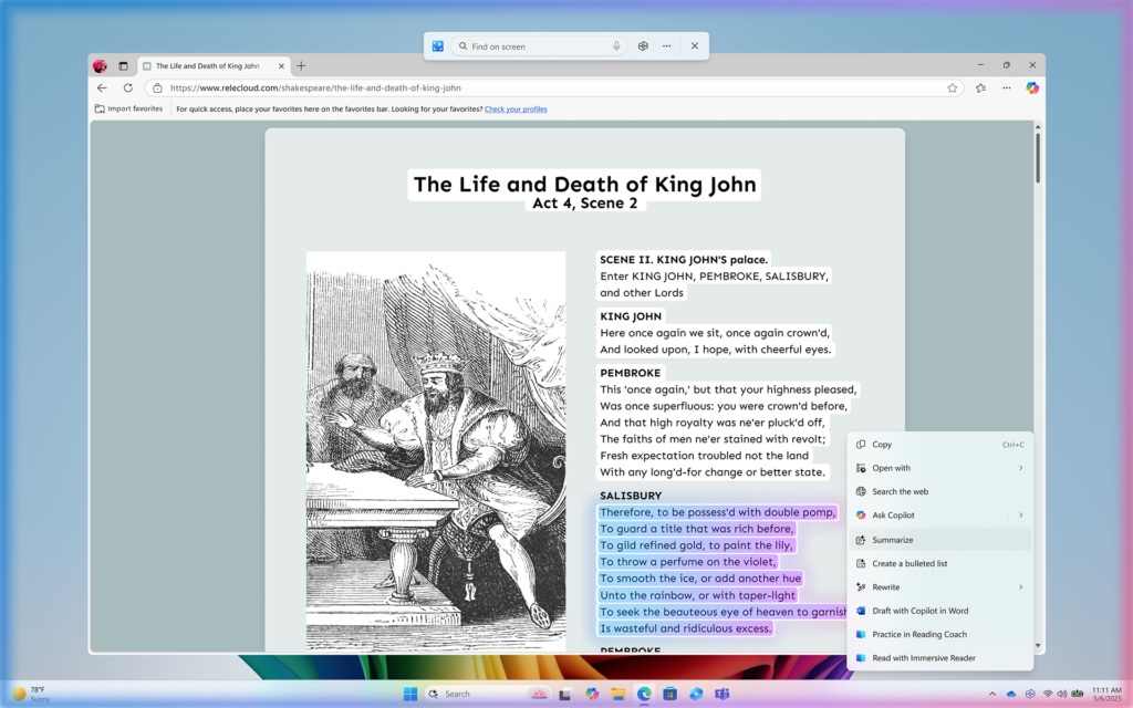 Captura de pantalla de La Vida y Muerte del Rey John Acto 4, Escena 2